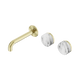Nero Serenity Wall Basin Set 160Mm Offset Spout Brushed Gold With Arabescato Corchia Handle