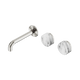 Nero Serenity Wall Basin Set 160Mm Offset Spout Brushed Nickel With Arabescato Corchia Handle