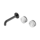 Nero Serenity Wall Basin Set 160Mm Offset Spout Gun Metal With Arabescato Corchia Handle