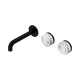 Nero Serenity Wall Basin Set 160Mm Offset Spout Matte Black With Arabescato Corchia Handle