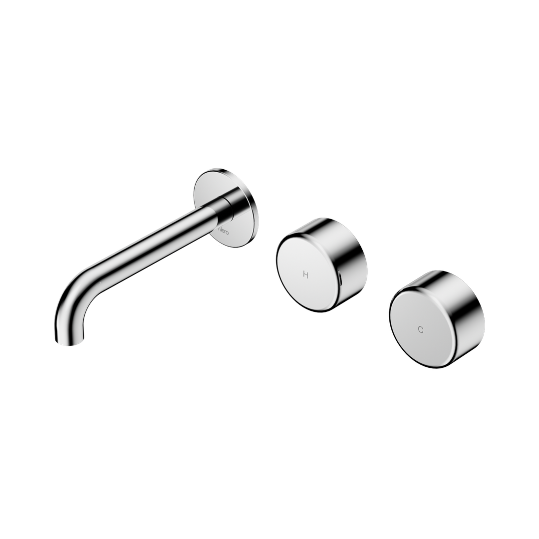 Nero Serenity Wall Basin Set 160Mm Offset Spout With Metal Handle Chrome