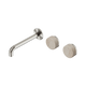 Nero Serenity Wall Basin Set 185Mm Offset Spout Brushed Nickel With Rome Travertine Handle