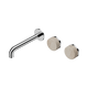 Nero Serenity Wall Basin Set 185Mm Offset Spout Chrome With Rome Travertine Handle