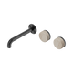 Nero Serenity Wall Basin Set 185Mm Offset Spout Gun Metal With Rome Travertine Handle