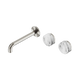 Nero Serenity Wall Basin Set 185Mm Offset Spout Brushed Nickel With Arabescato Corchia Handle