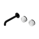 Nero Serenity Wall Basin Set 185Mm Offset Spout Matte Black With Arabescato Corchia Handle