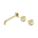 Nero Serenity Wall Basin Set 185Mm Offset Spout Brushed Gold With Metal Handle