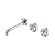 Nero Serenity Wall Basin Set 185Mm Offset Spout Brushed Nickel With Metal Handle