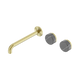 Nero Serenity Wall Basin Set 220Mm Offset Spout Brushed Gold With Carrara Handle