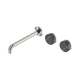 Nero Serenity Wall Basin Set 220Mm Offset Spout Brushed Nickel With Carrara Handle