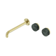 Nero Serenity Wall Basin Set 220Mm Offset Spout Brushed Gold With Verde Alpi Handle