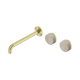 Nero Serenity Wall Basin Set 220Mm Offset Spout Brushed Gold With Rome Travertine Handle