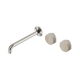 Nero Serenity Wall Basin Set 220Mm Offset Spout Brushed Nickel With Rome Travertine Handle