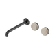 Nero Serenity Wall Basin Set 220Mm Offset Spout Gun Metal With Rome Travertine Handle