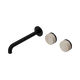 Nero Serenity Wall Basin Set 220Mm Offset Spout Matte Black With Rome Travertine Handle
