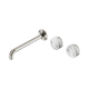 Nero Serenity Wall Basin Set 220Mm Offset Spout Brushed Nickel With Arabescato Corchia Handle