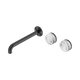 Nero Serenity Wall Basin Set 220Mm Offset Spout Gun Metal With Arabescato Corchia Handle