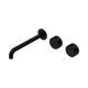 Nero Serenity Wall Basin Set 220Mm Offset Spout Matte Black With Metal Handle