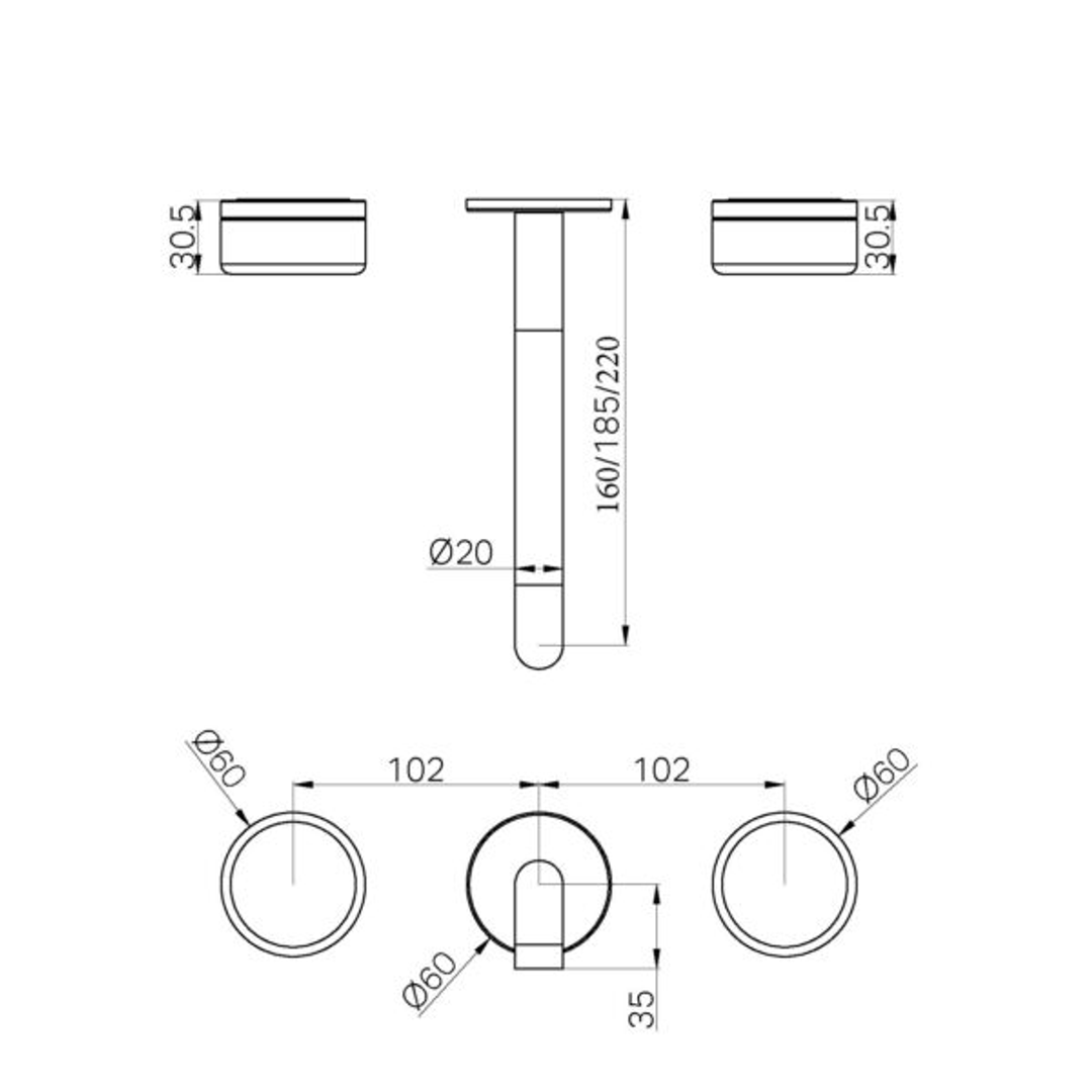 Nero Serenity Wall Basin Set 185Mm Spout With Rome Travertine Handle Trim Kit Only Brushed Nickel
