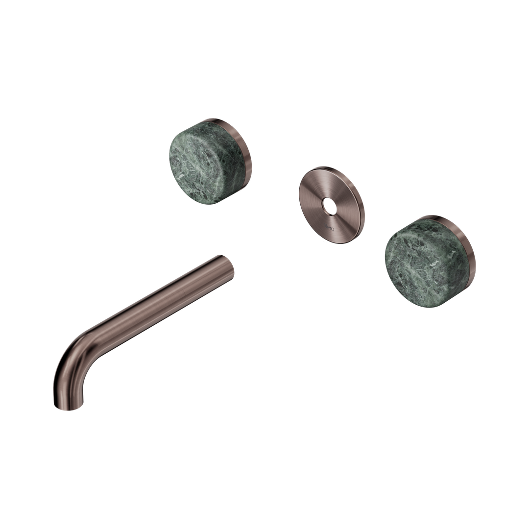 Nero Serenity Wall Basin Set 160Mm Spout With Verde Alpi Handle Trim Kit Only Brushed Bronze