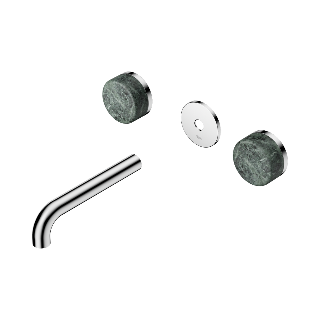 Nero Serenity Wall Basin Set 160Mm Spout With Verde Alpi Handle Trim Kit Only Chrome