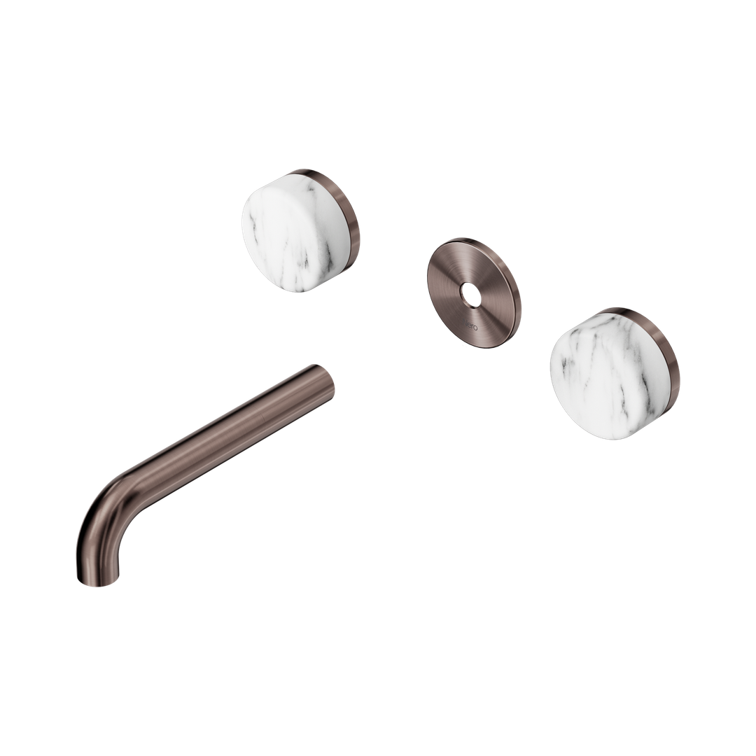 Nero Serenity Wall Basin Set 160Mm Spout Arabescato Corchia Handle Trim Kit Only Brushed Bronze