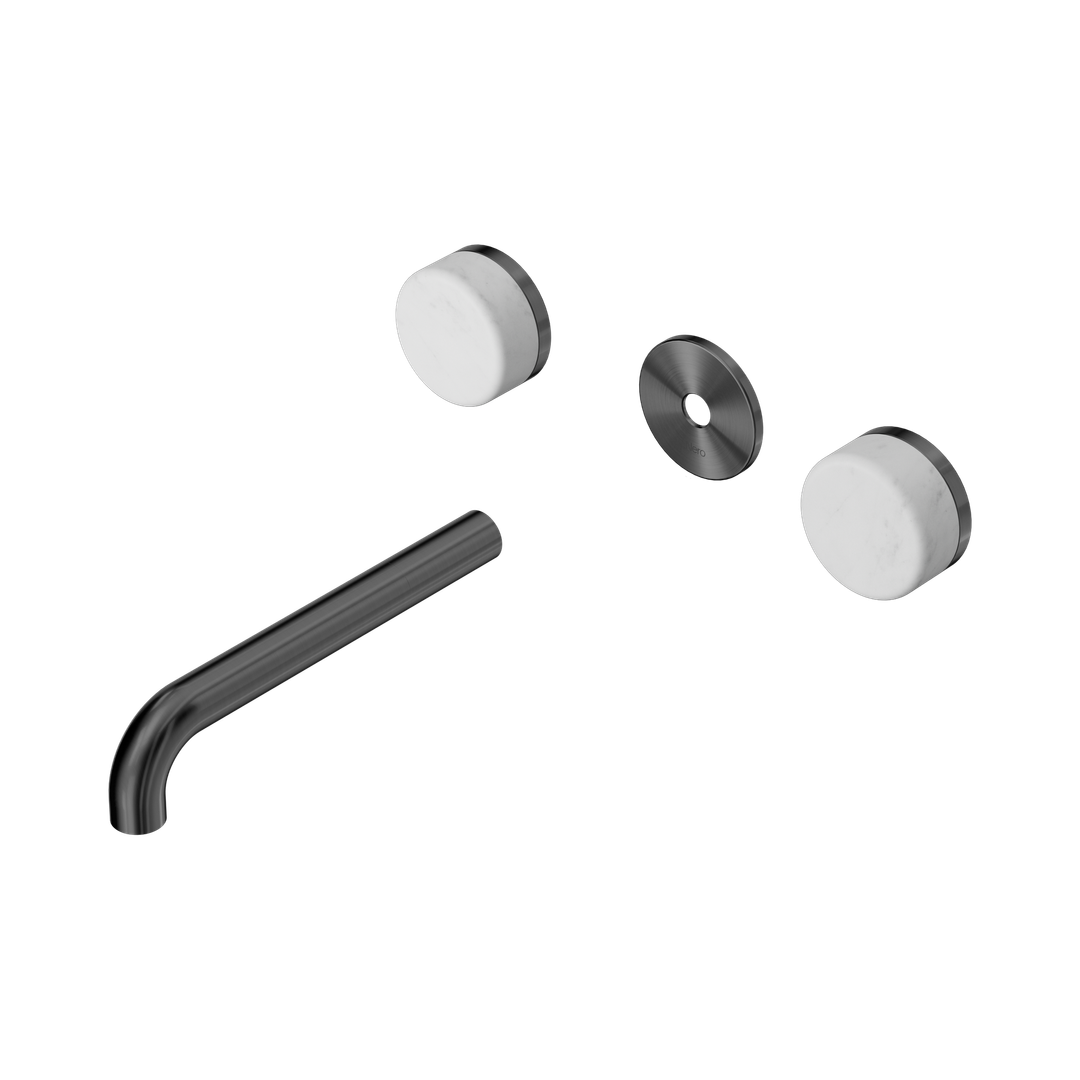 Nero Serenity Wall Basin Set 185Mm Spout With Carrara Handle Trim Kit Only Gun Metal