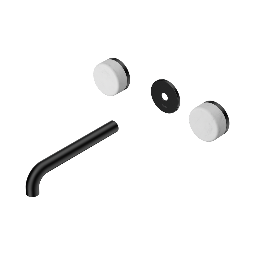 Nero Serenity Wall Basin Set 185Mm Spout With Carrara Handle Trim Kit Only Matte Black