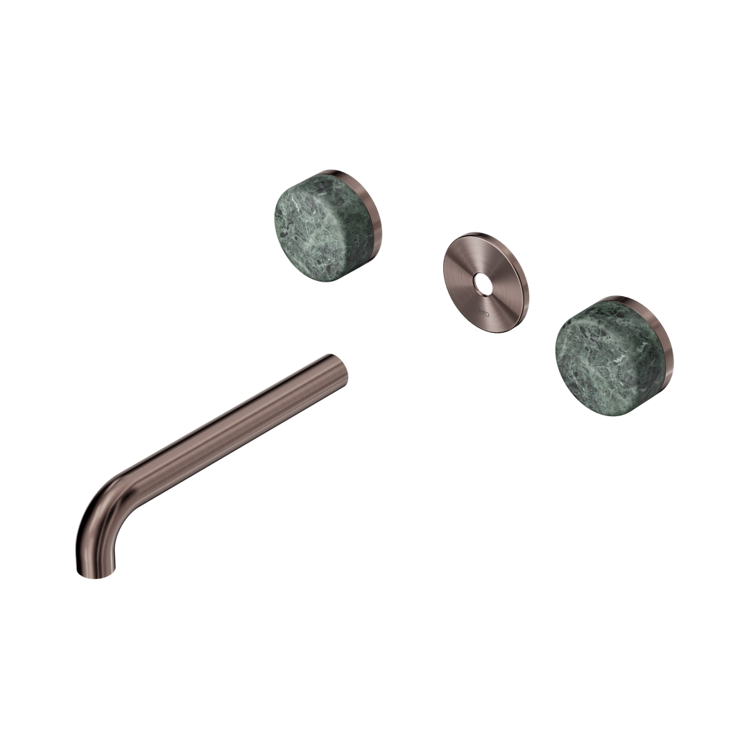 Nero Serenity Wall Basin Set 185Mm Spout With Verde Alpi Handle Trim Kit Only Brushed Bronze