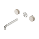 Nero Serenity Wall Basin Set 185Mm Spout Brushed Nickel With Rome Travertine Handle Trim Kit Only