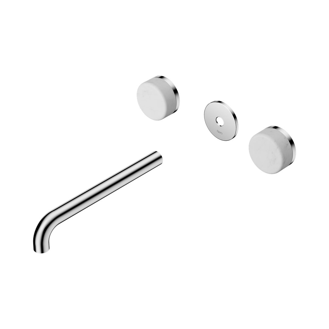 Nero Serenity Wall Basin Set 220Mm Spout With Carrara Handle Trim Kit Only Chrome