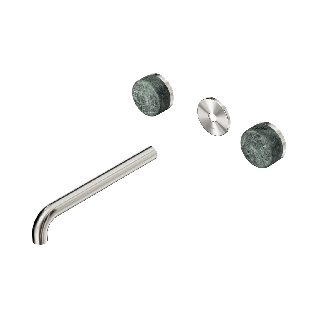 Nero Serenity Wall Basin Set 220Mm Spout With Verde Alpi Handle Trim Kit Only Brushed Nickel