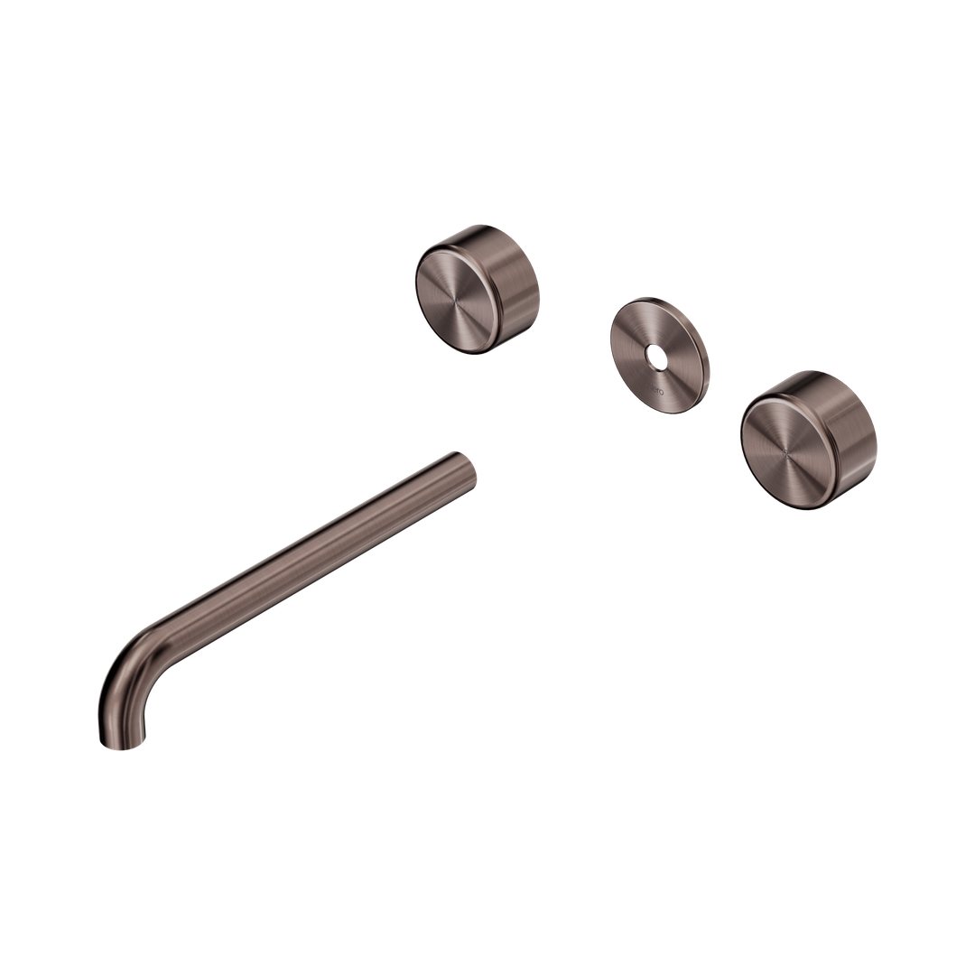 Nero Serenity Wall Basin Set 220Mm Spout With Metal Handle Trim Kit Only Brushed Bronze