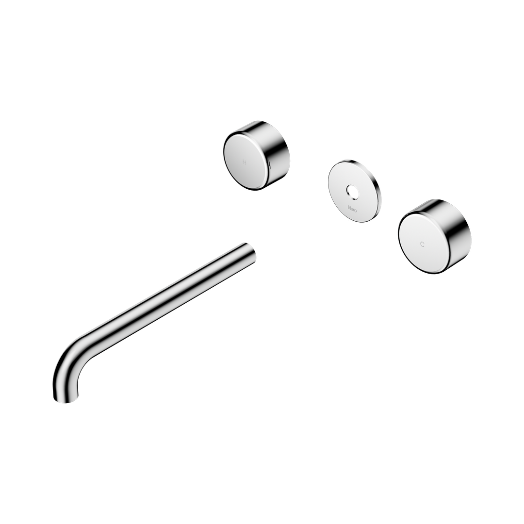 Nero Serenity Wall Basin Set 220Mm Spout With Metal Handle Trim Kit Only Chrome