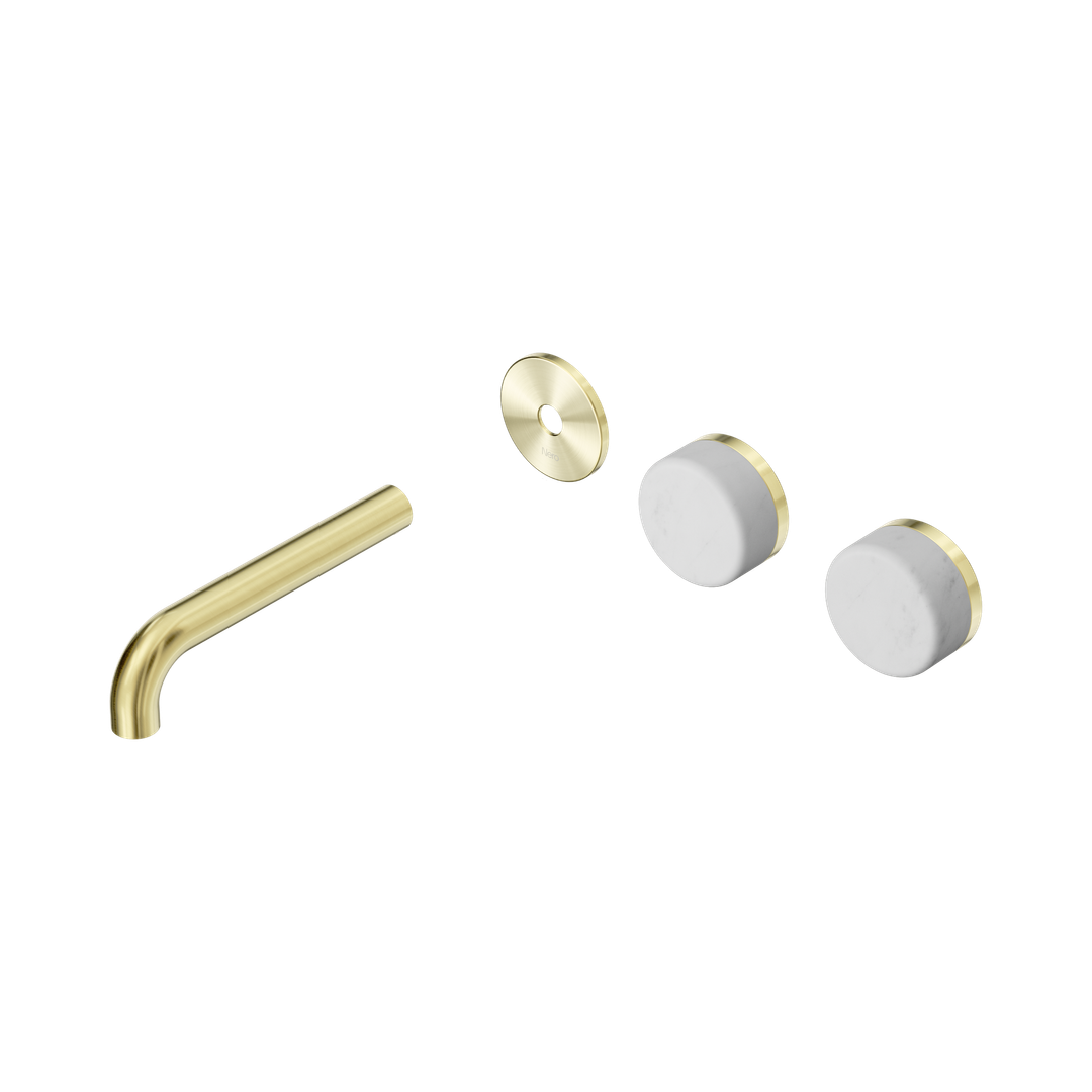 Nero Serenity Wall Basin Set 160Mm Offset Spout With Carrara Handle Trim Kit Only Brushed Gold