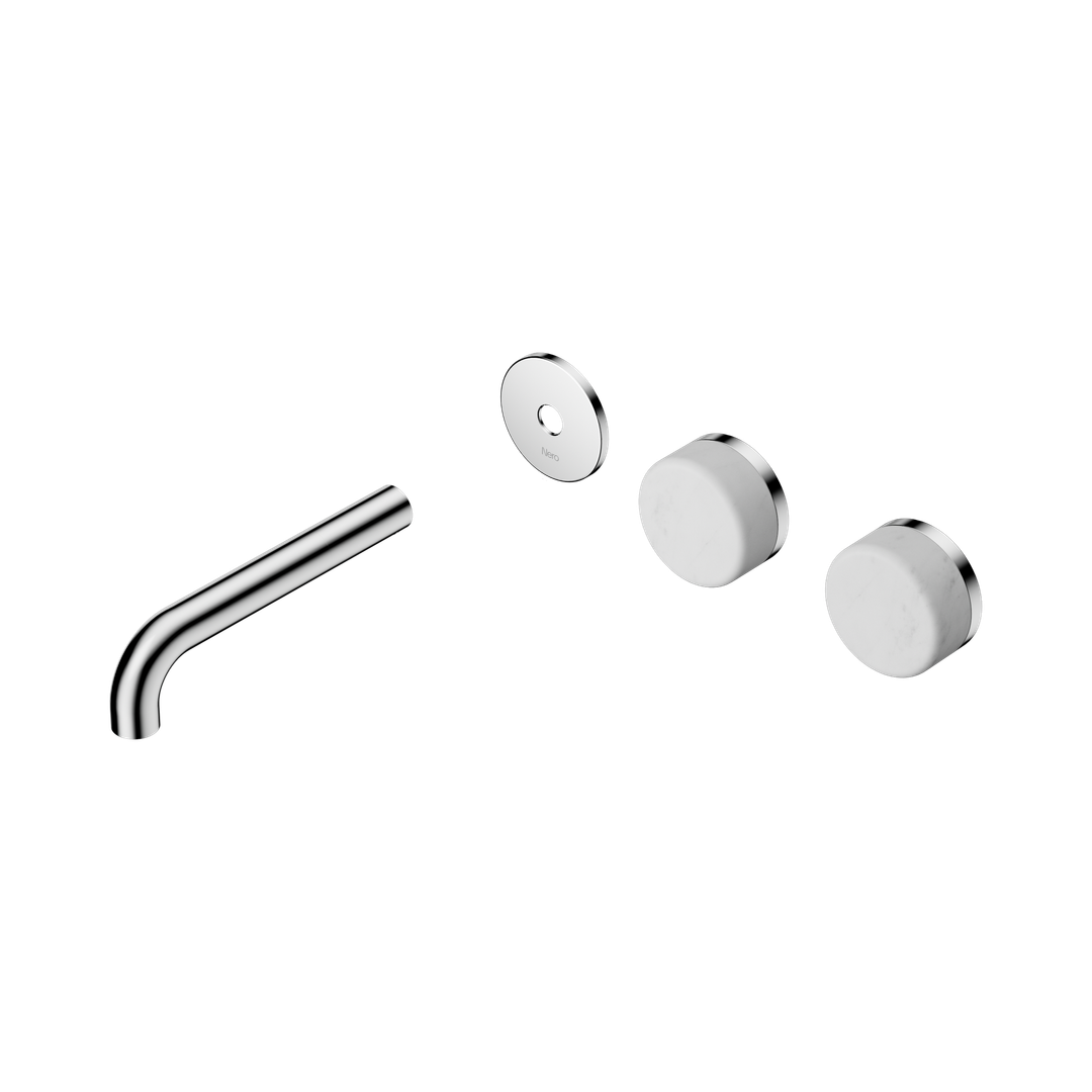 Nero Serenity Wall Basin Set 160Mm Offset Spout With Carrara Handle Trim Kit Only Chrome