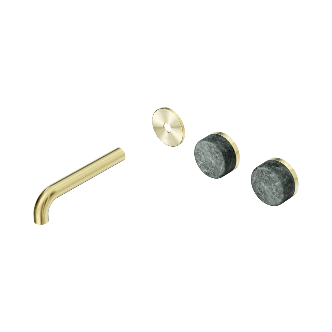 Nero Serenity Wall Basin Set 160Mm Offset Spout With Verde Alpi Handle Trim Kit Only Brushed Gold