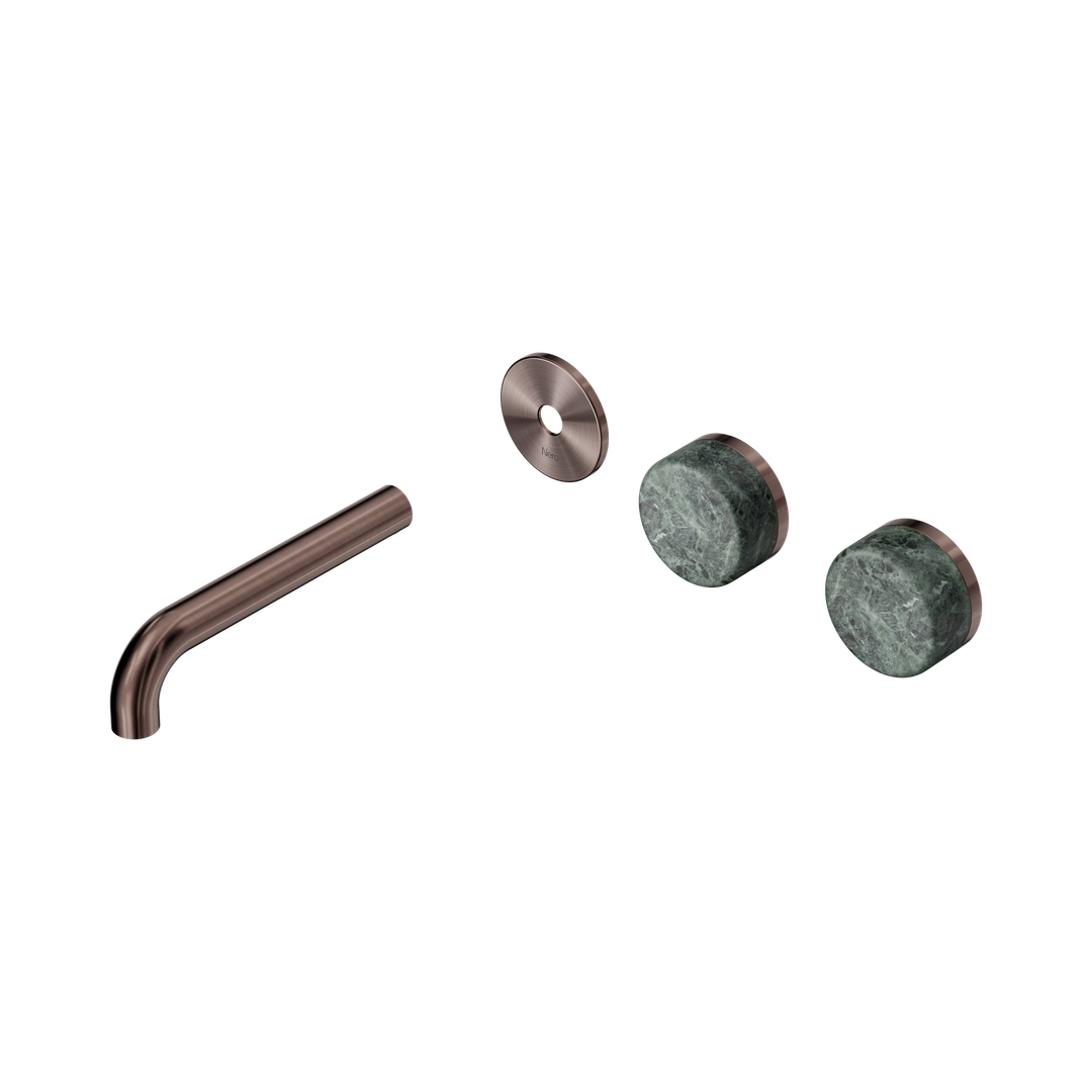 Nero Serenity Wall Basin Set 160Mm Offset Spout Verde Alpi Handle Trim Kit Only Brushed Bronze