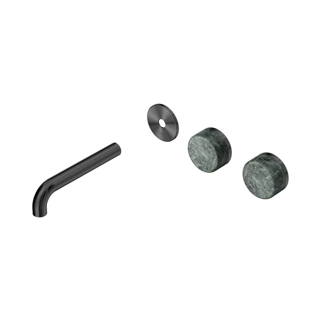 Nero Serenity Wall Basin Set 160Mm Offset Spout With Verde Alpi Handle Trim Kit Only Gun Metal