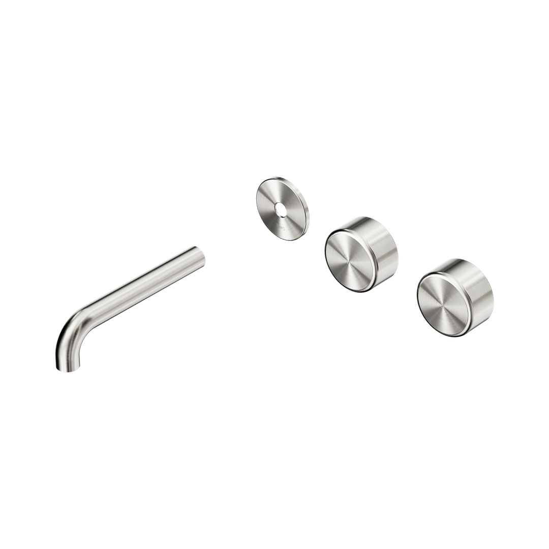 Nero Serenity Wall Basin Set 160Mm Offset Spout With Metal Handle Trim Kit Only Brushed Nickel