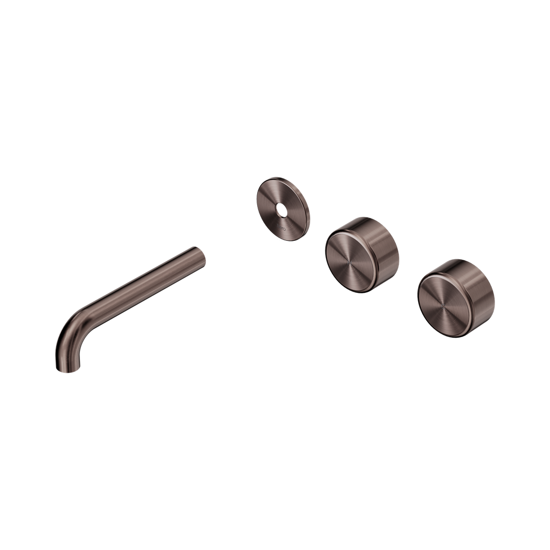 Nero Serenity Wall Basin Set 160Mm Offset Spout With Metal Handle Trim Kit Only Brushed Bronze