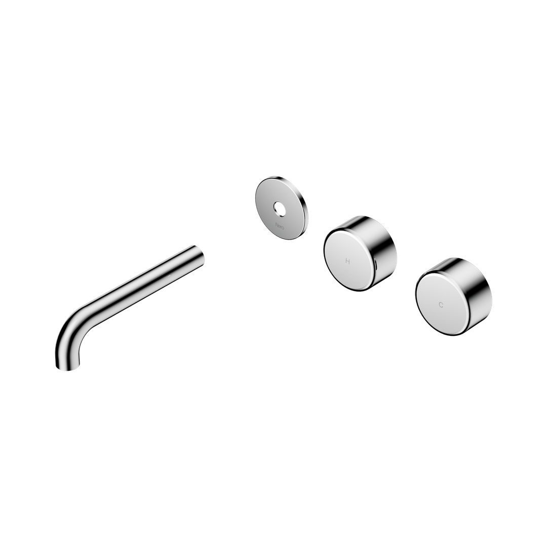 Nero Serenity Wall Basin Set 160Mm Offset Spout With Metal Handle Trim Kit Only Chrome