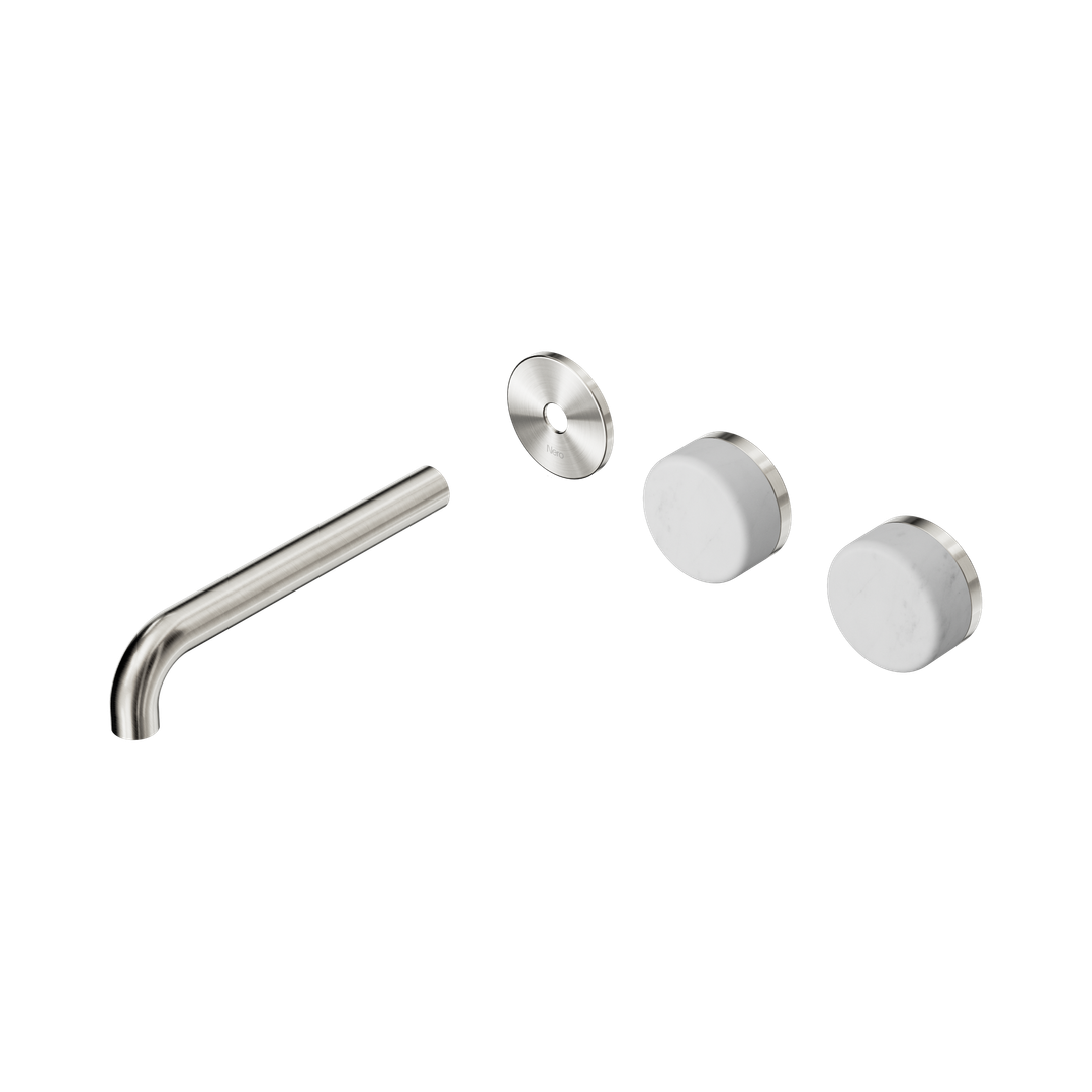 Nero Serenity Wall Basin Set 185Mm Offset Spout With Carrara Handle Trim Kit Only Brushed Nickel