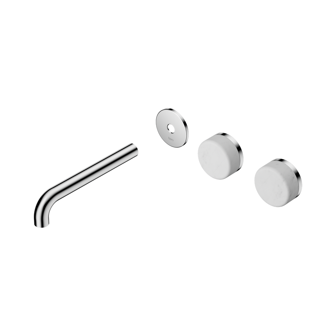 Nero Serenity Wall Basin Set 185Mm Offset Spout With Carrara Handle Trim Kit Only Chrome