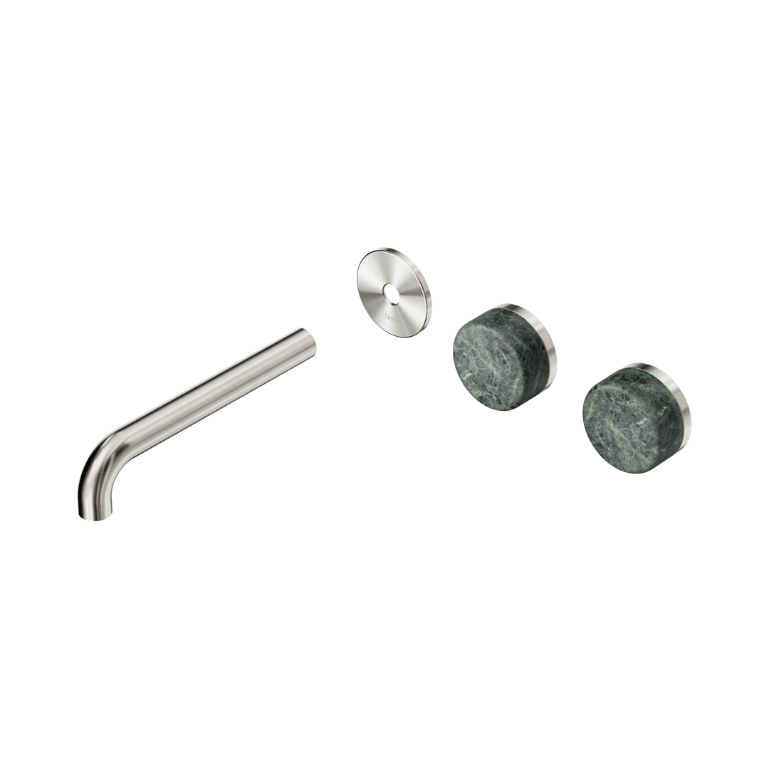 Nero Serenity Wall Basin Set 185Mm Offset Spout Verde Alpi Handle Trim Kit Only Brushed Nickel