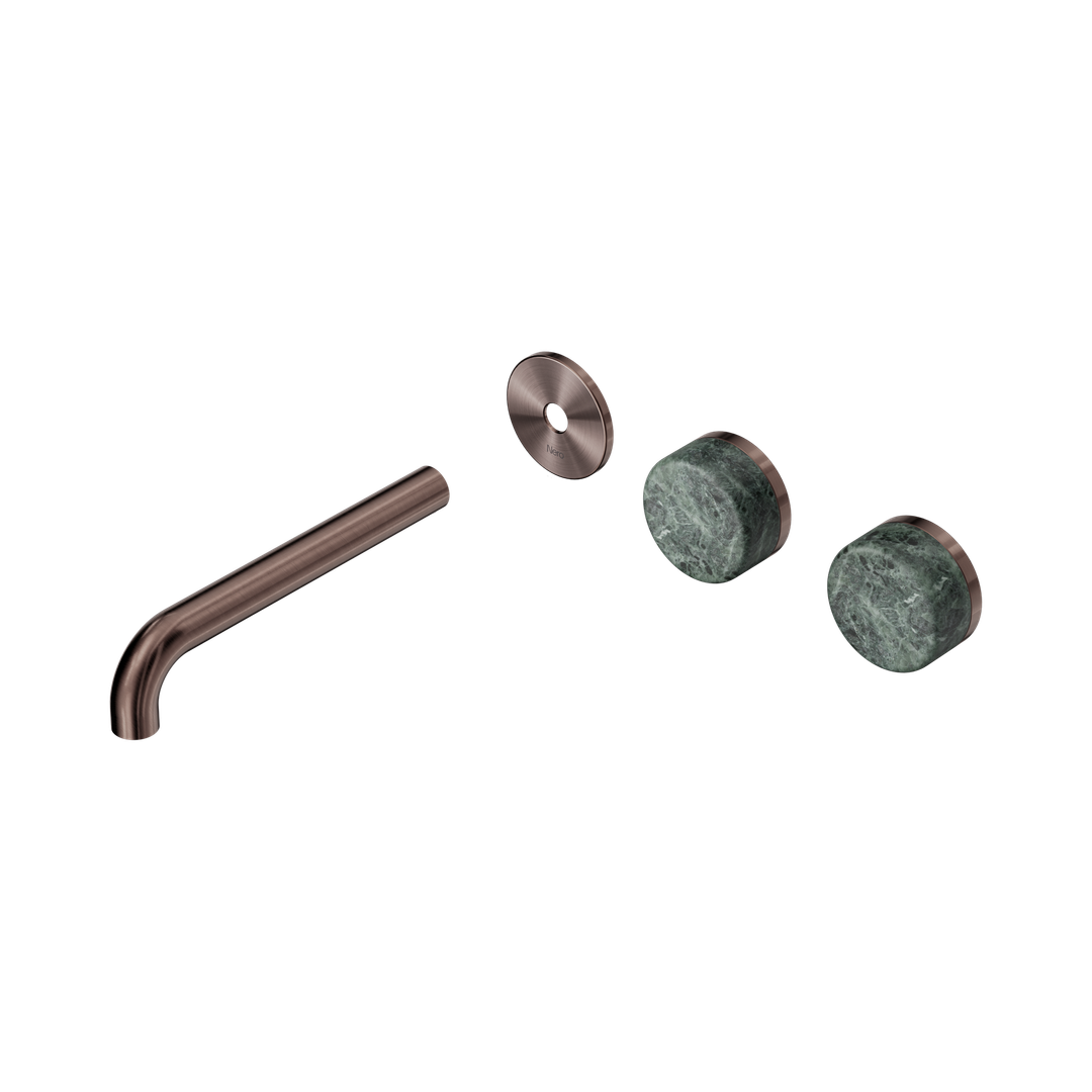 Nero Serenity Wall Basin Set 185Mm Offset Spout Verde Alpi Handle Trim Kit Only Brushed Bronze