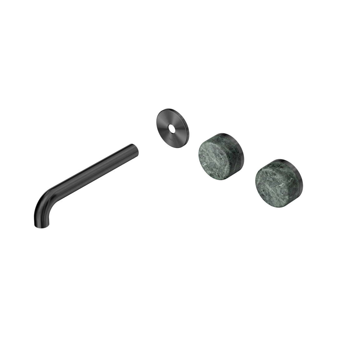 Nero Serenity Wall Basin Set 185Mm Offset Spout With Verde Alpi Handle Trim Kit Only Gun Metal