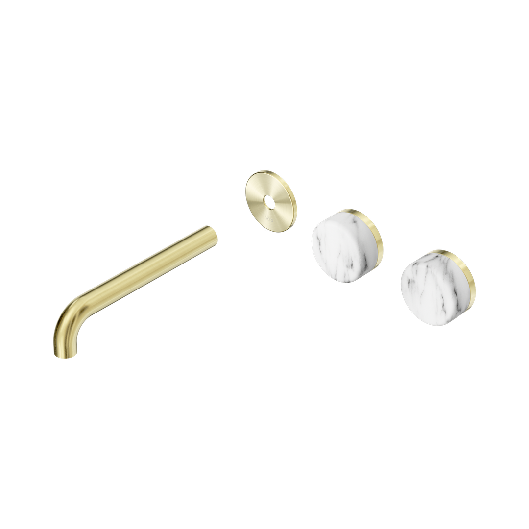 Nero Serenity Wall Basin Set 185Mm Offset Spout Corchia Handle Trim Kit Only Brushed Gold