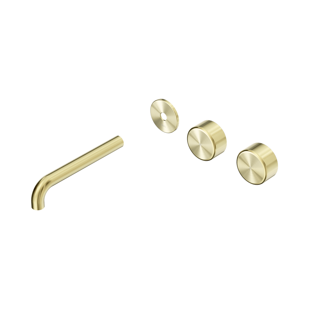 Nero Serenity Wall Basin Set 185Mm Offset Spout With Metal Handle Trim Kit Only Brushed Gold