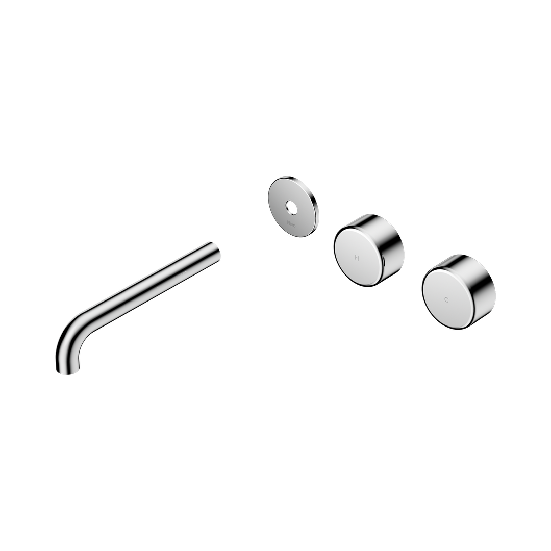 Nero Serenity Wall Basin Set 185Mm Offset Spout With Metal Handle Trim Kit Only Chrome